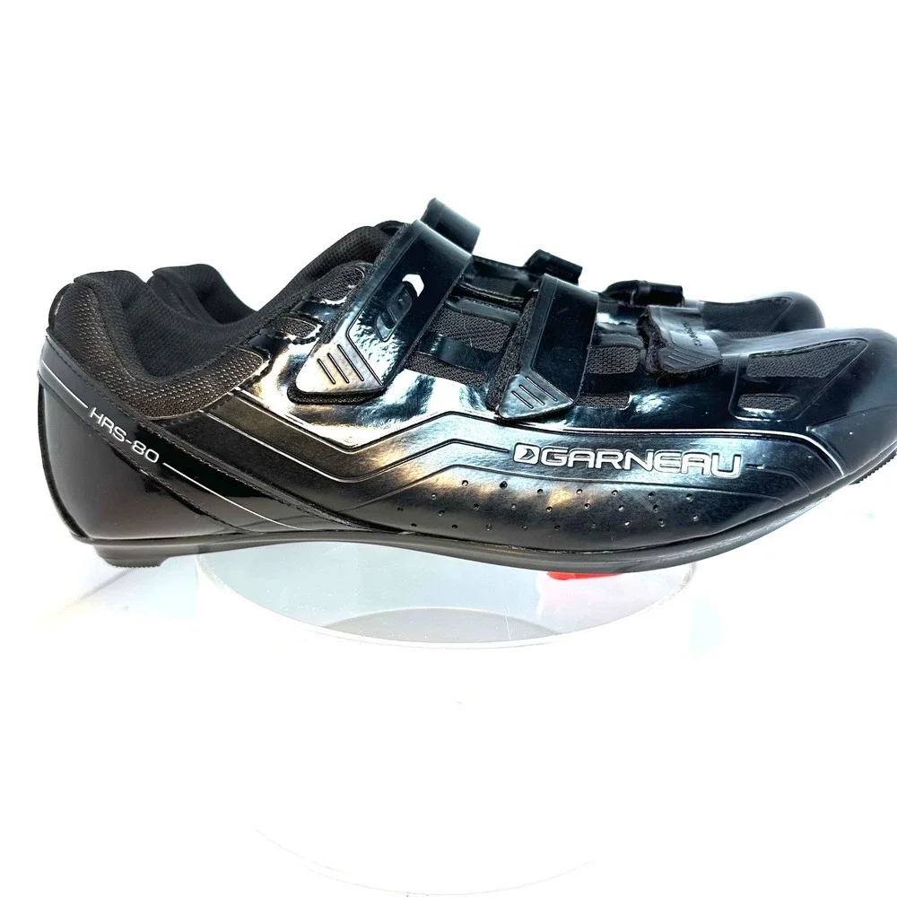 Louis Garneau Chrome Men Black Road Cycling Shoes HRS-80 Triple Strap Sz 14-14.5